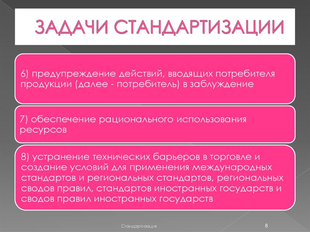 ЗАДАЧИ СТАНДАРТИЗАЦИИ