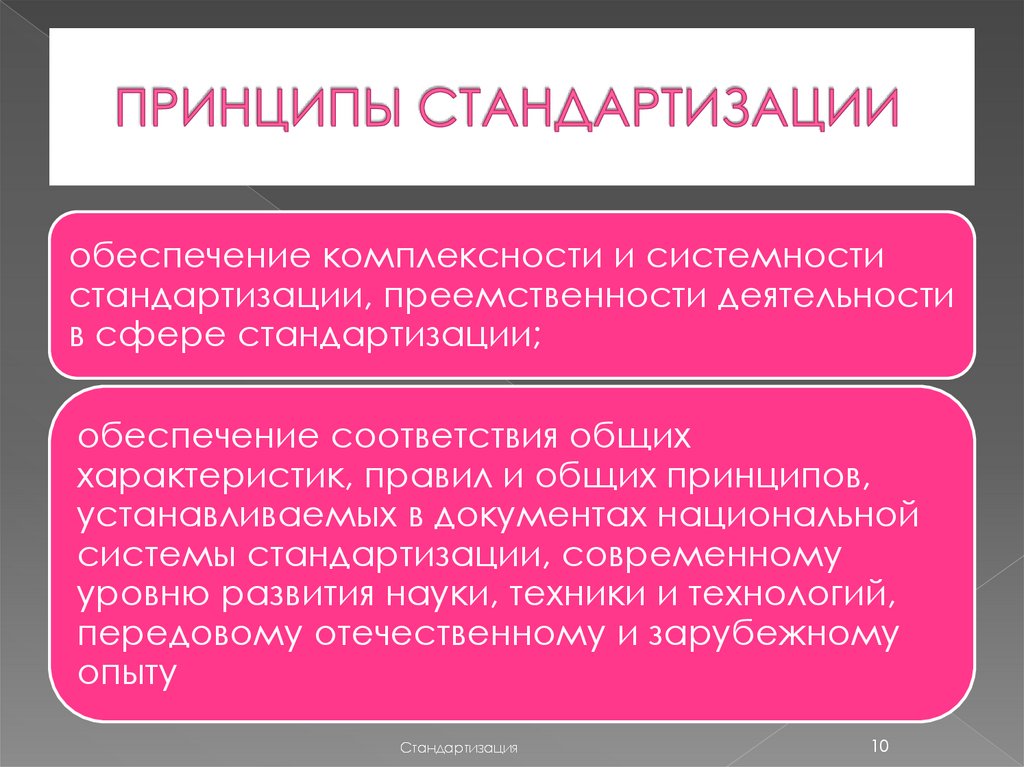 ПРИНЦИПЫ СТАНДАРТИЗАЦИИ