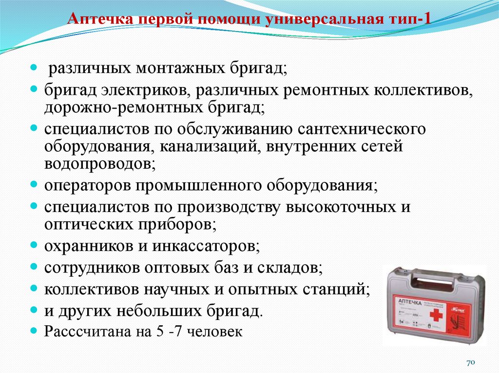 Аптечка первой помощи универсальная тип-1
