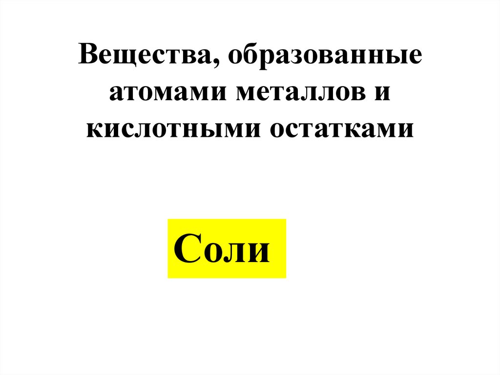 Вещества, образованные атомами металлов и кислотными остатками