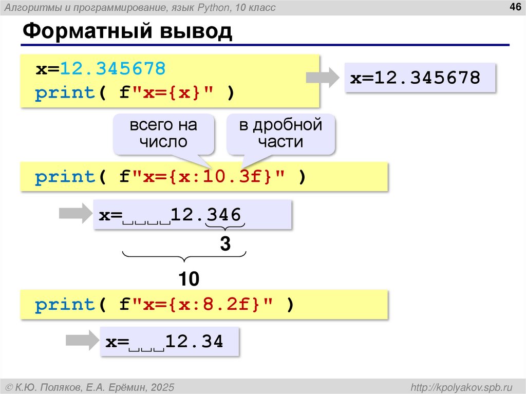 Форматный вывод