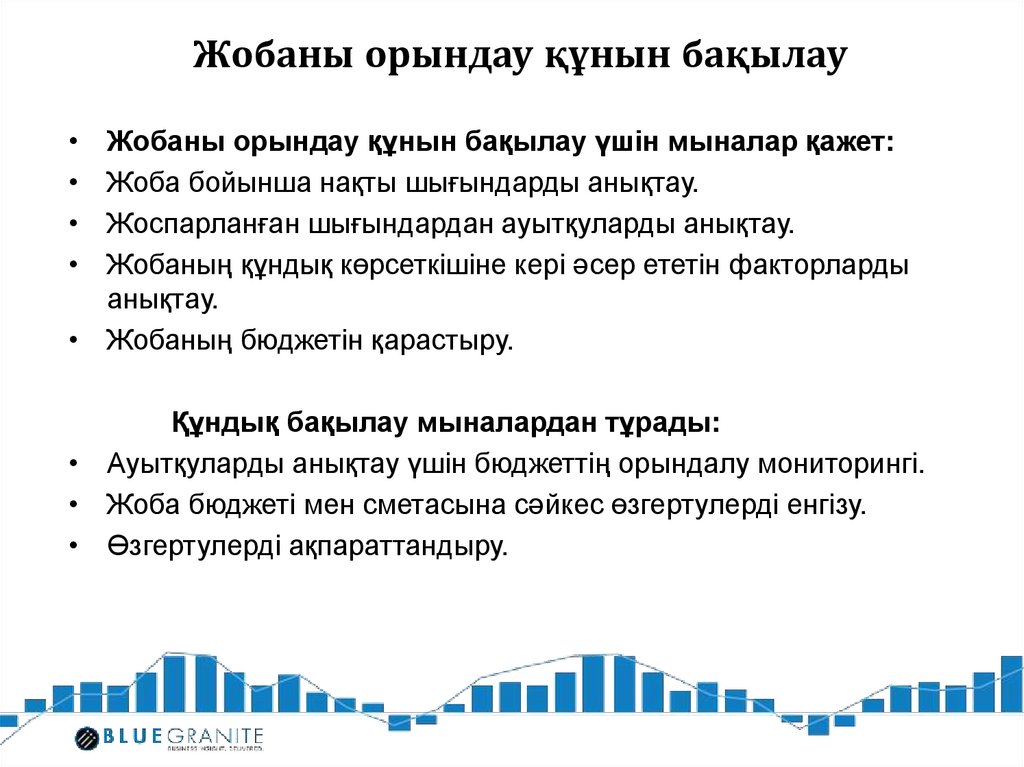 Жобаны орындау құнын бақылау