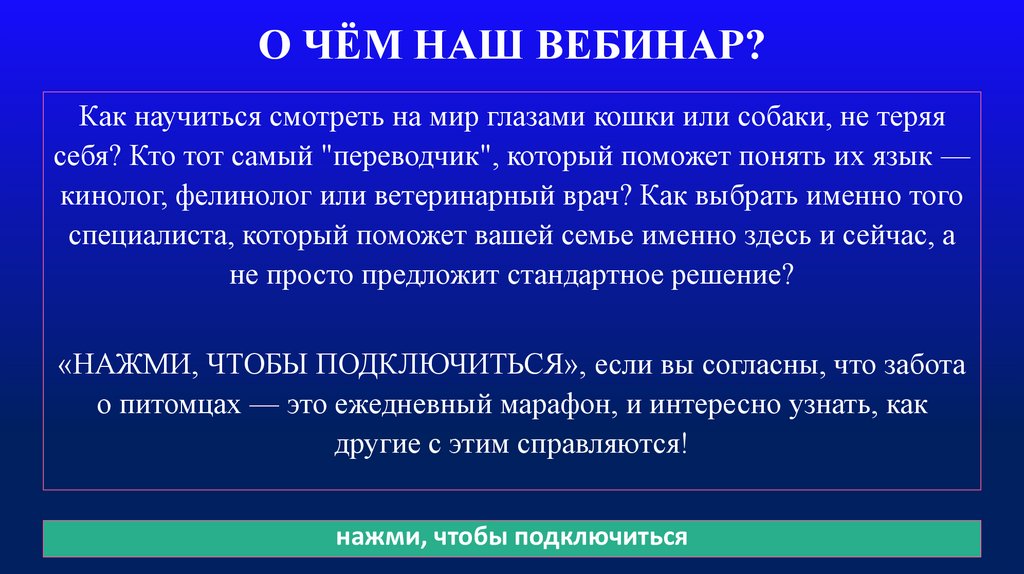 О ЧЁМ НАШ ВЕБИНАР?