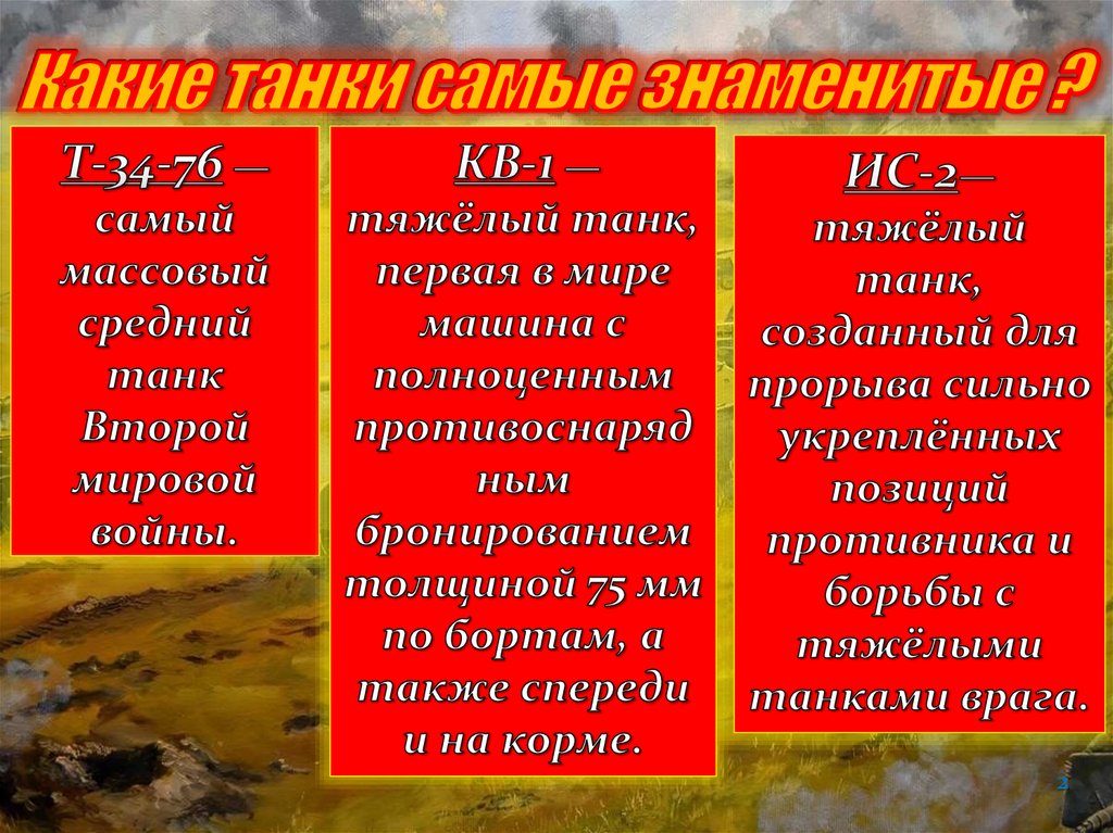 Какие танки самые знаменитые ?