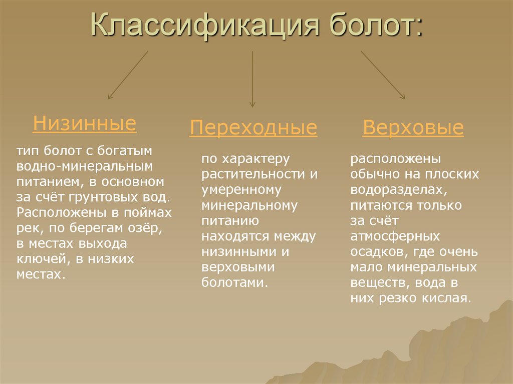 Классификация болот: