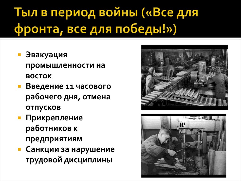 Тыл в период войны («Все для фронта, все для победы!»)