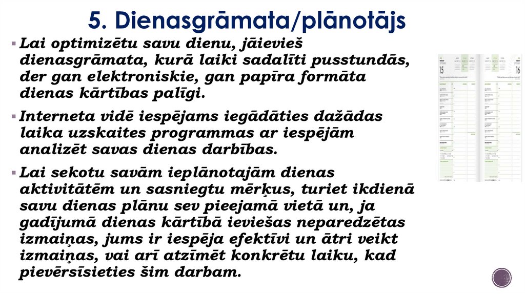 5. Dienasgrāmata/plānotājs