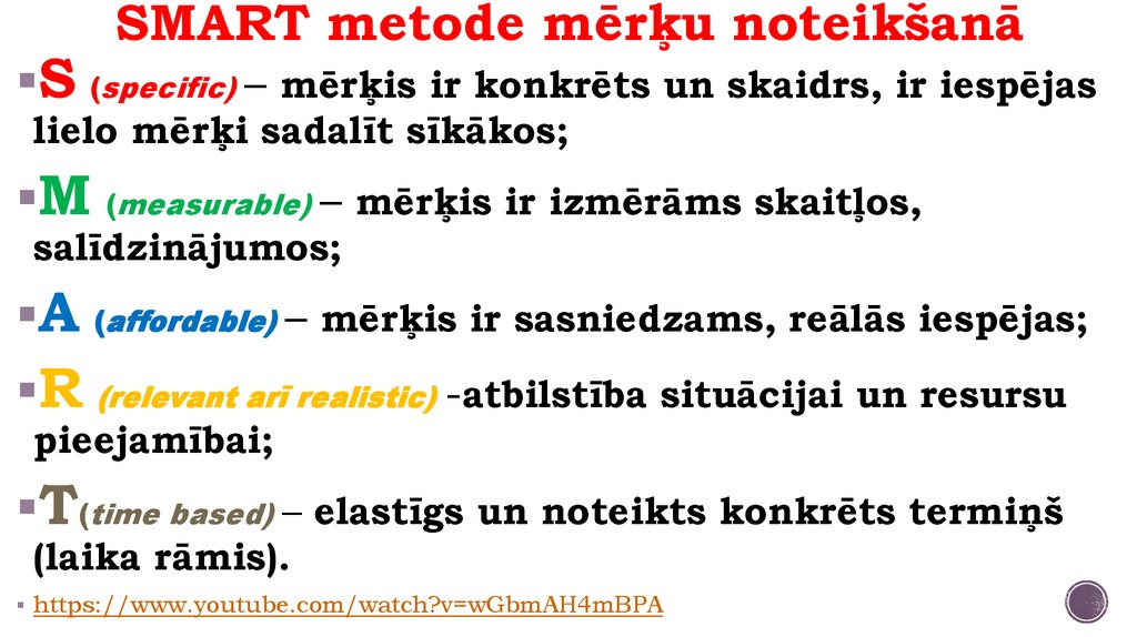 SMART metode mērķu noteikšanā