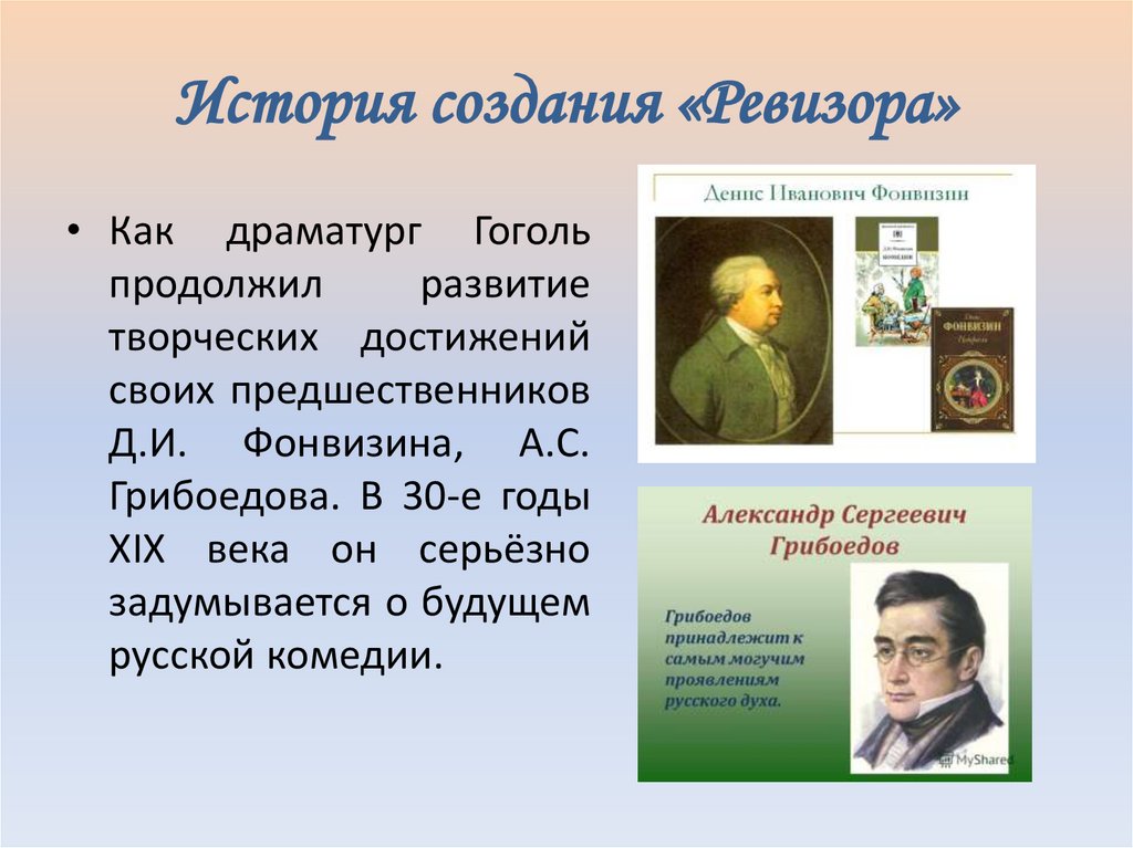 История создания «Ревизора»