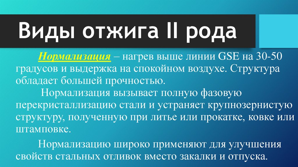 Виды отжига II рода