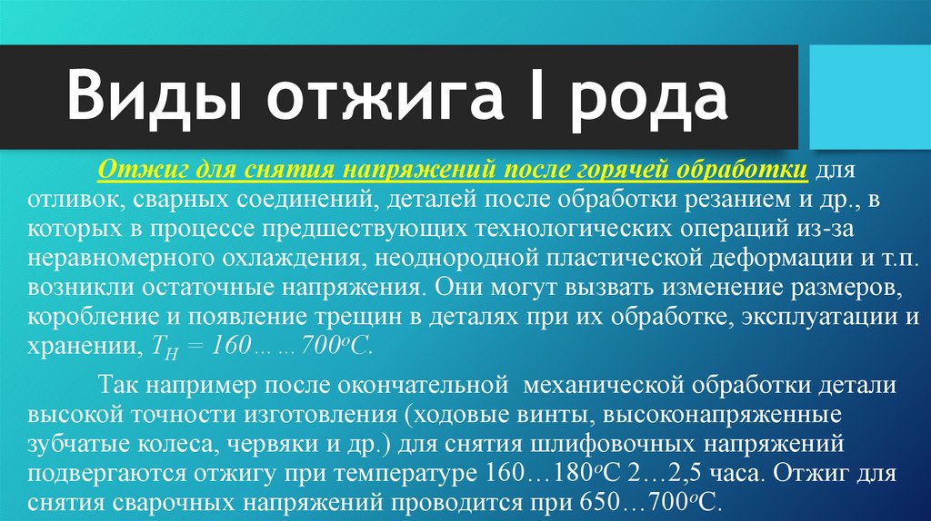 Виды отжига I рода