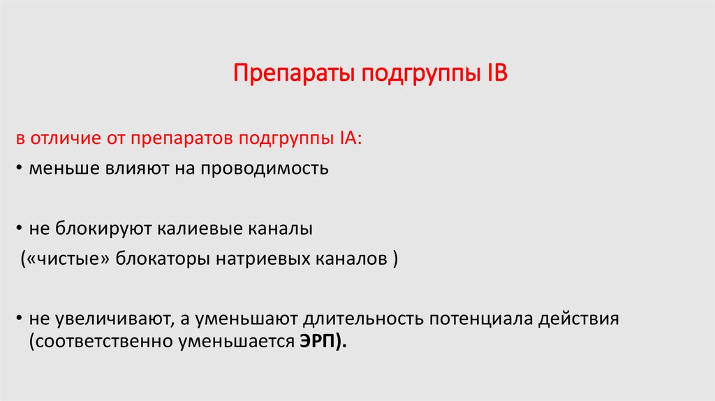Препараты подгруппы IB