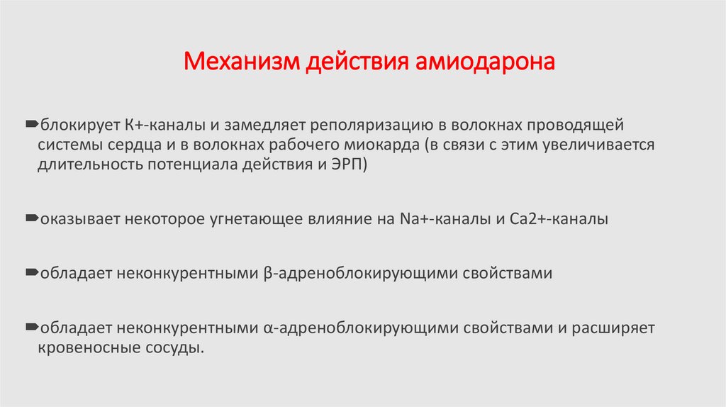 Механизм действия амиодарона