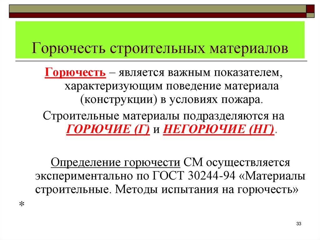 Горючесть строительных материалов