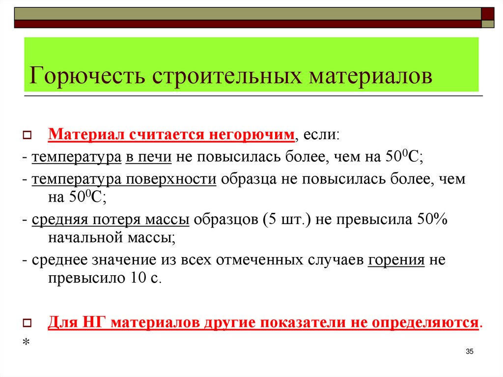 Горючесть строительных материалов