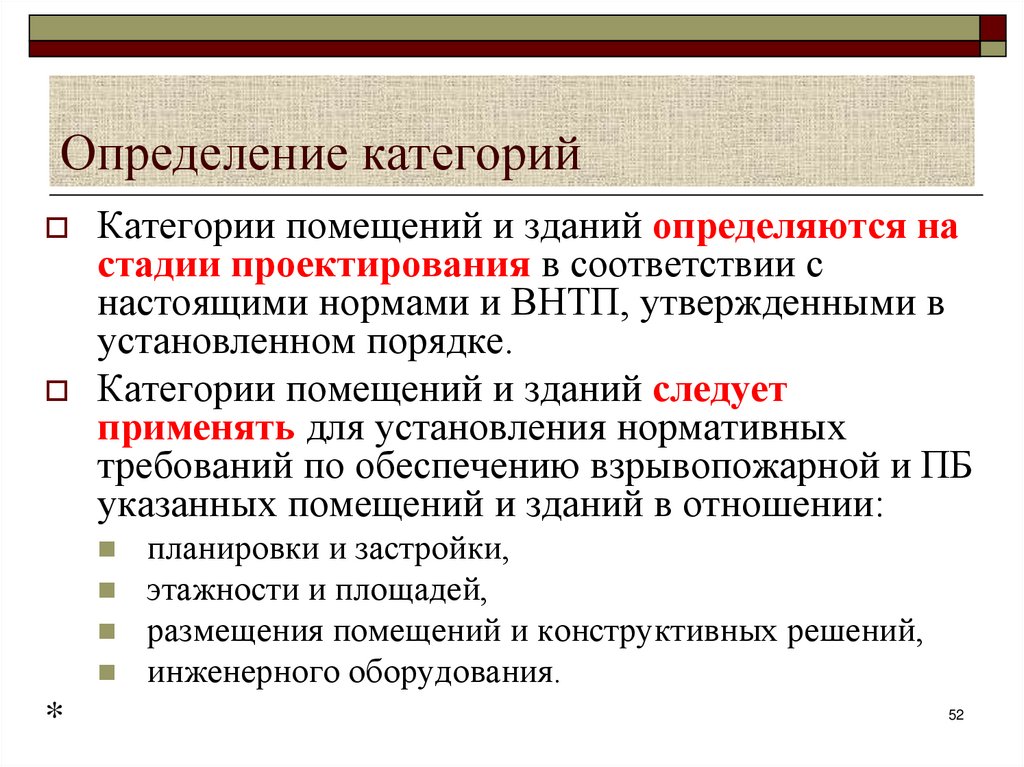 Определение категорий