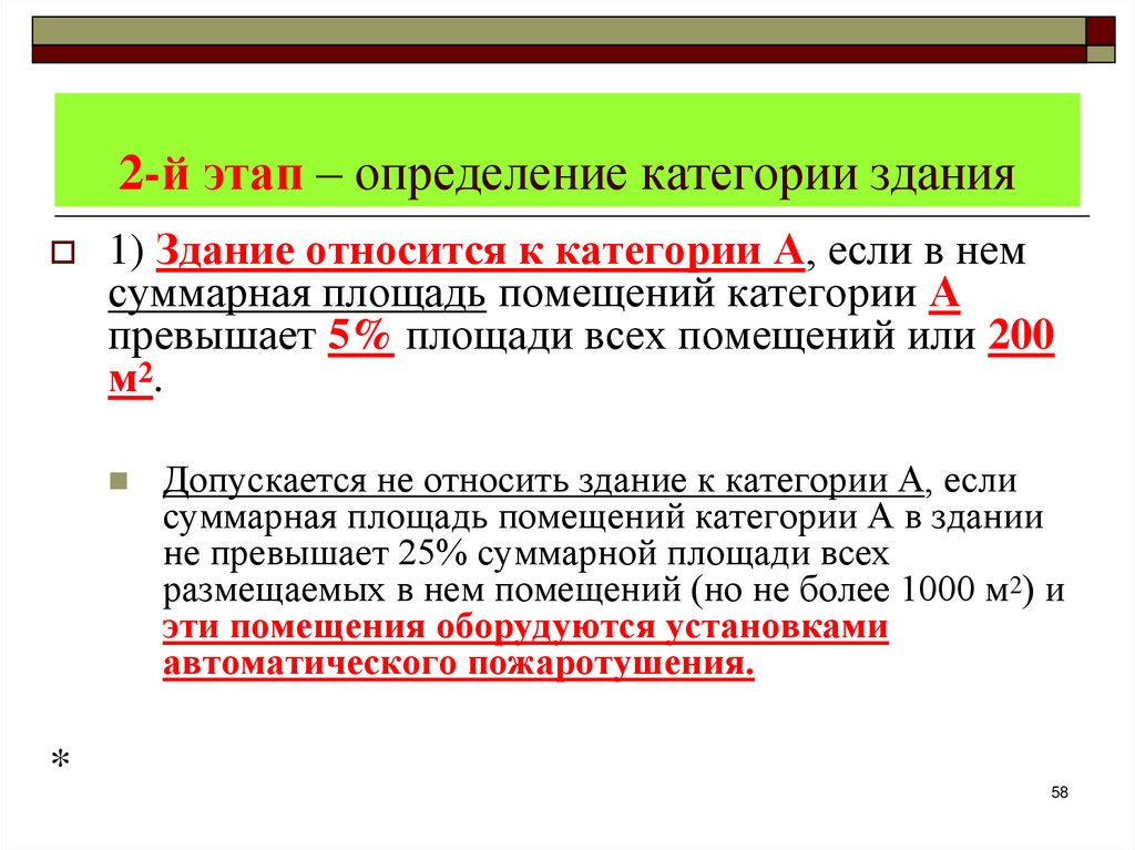 2-й этап – определение категории здания