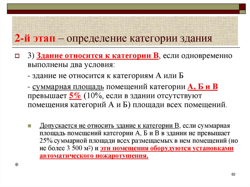 2-й этап – определение категории здания