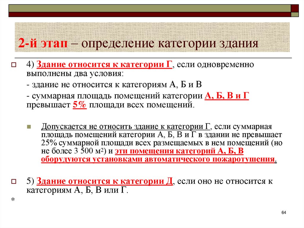 2-й этап – определение категории здания