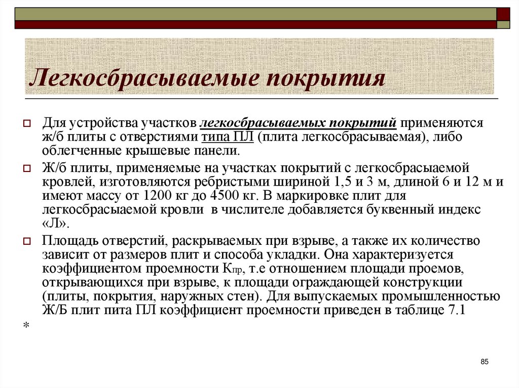 Легкосбрасываемые покрытия