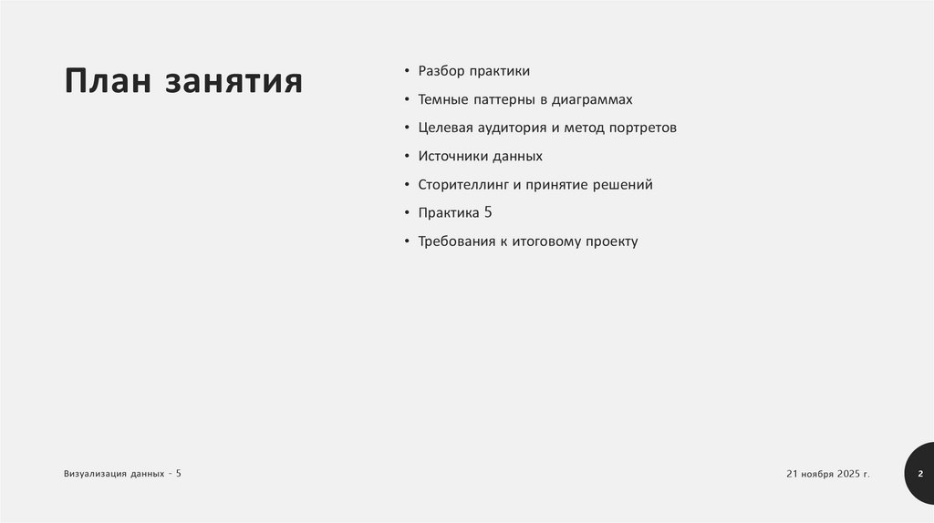 План занятия