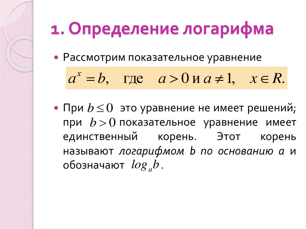 1. Определение логарифма