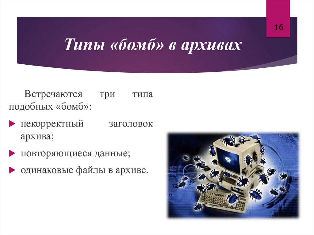 Типы «бомб» в архивах