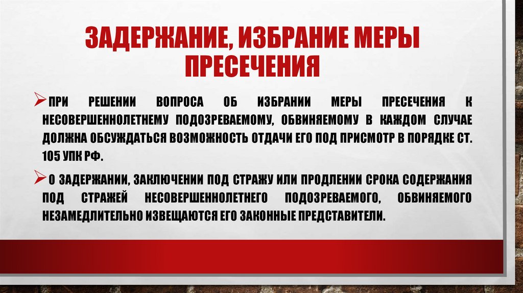 Задержание, избрание меры пресечения