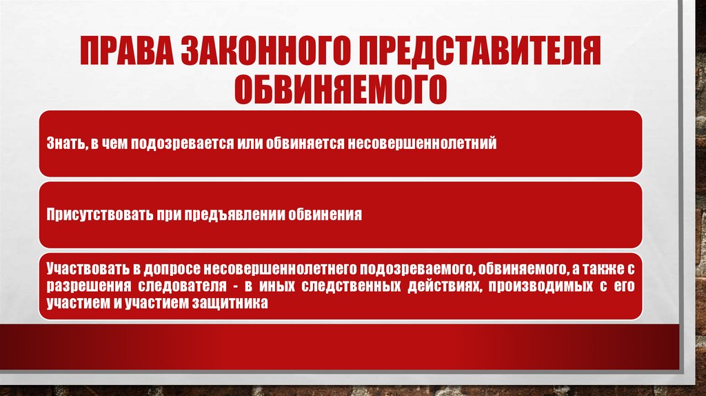 Права Законного представителя обвиняемого