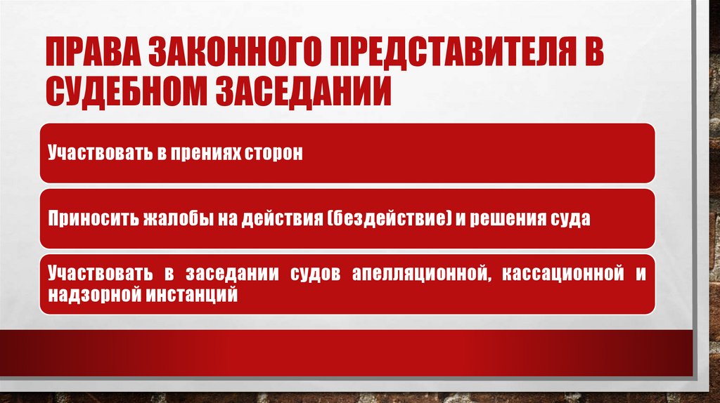 Права законного представителя в судебном заседании