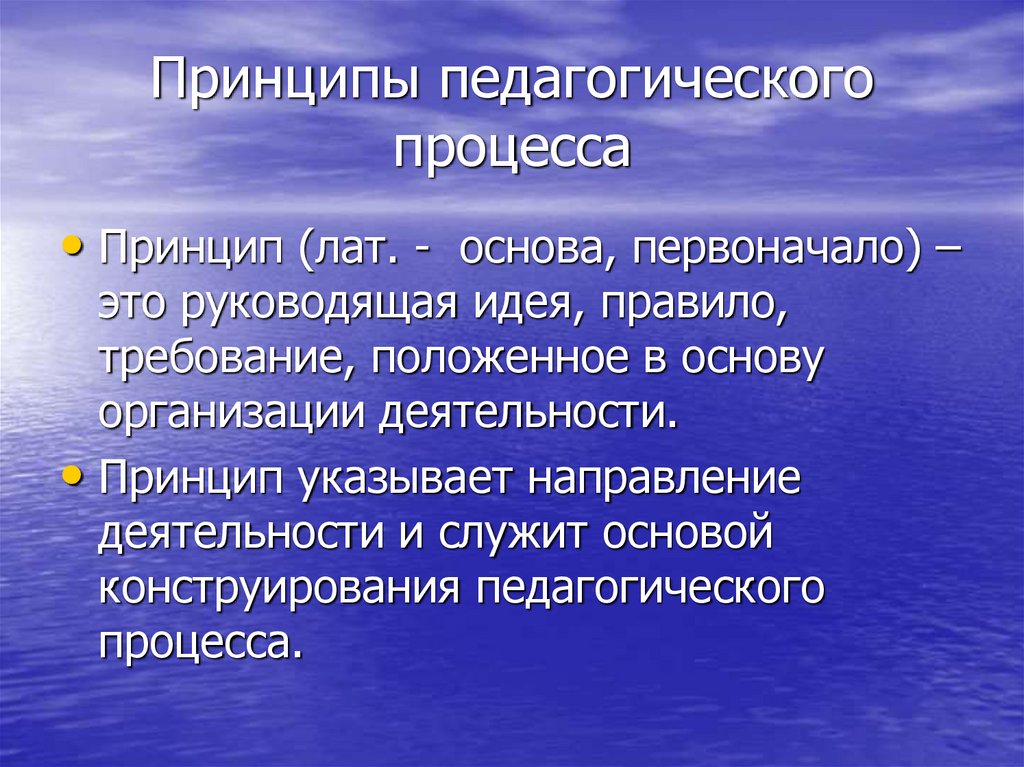 Принципы педагогического процесса