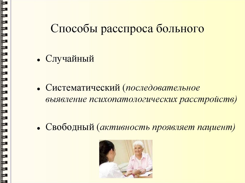 Способы расспроса больного