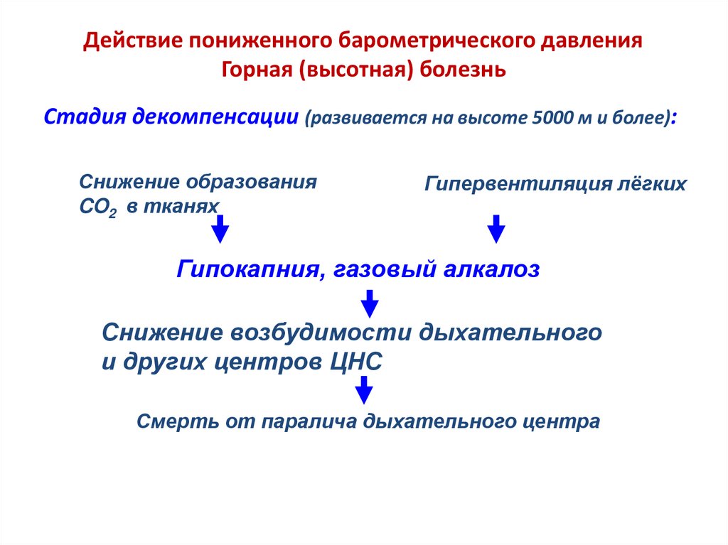 Действие пониженного барометрического давления Горная (высотная) болезнь