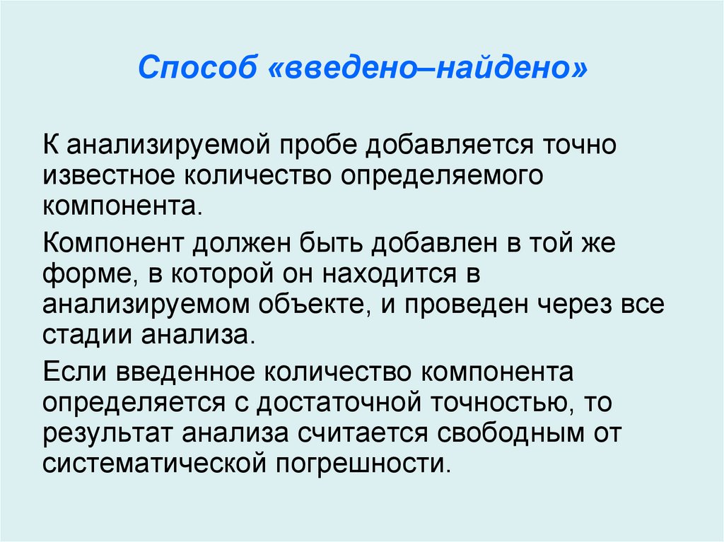 Способ «введено–найдено»