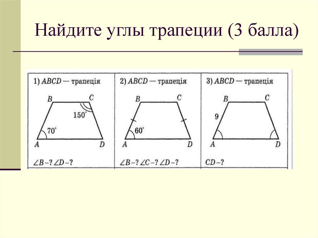 Найдите углы трапеции (3 балла)