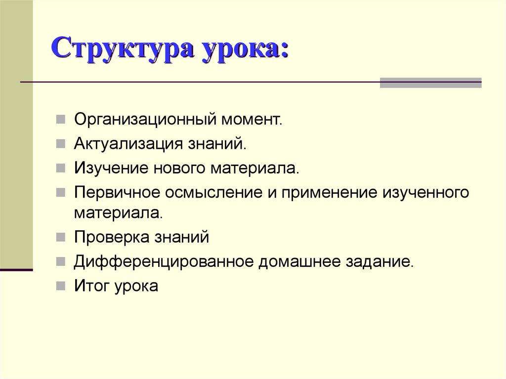 Структура урока: