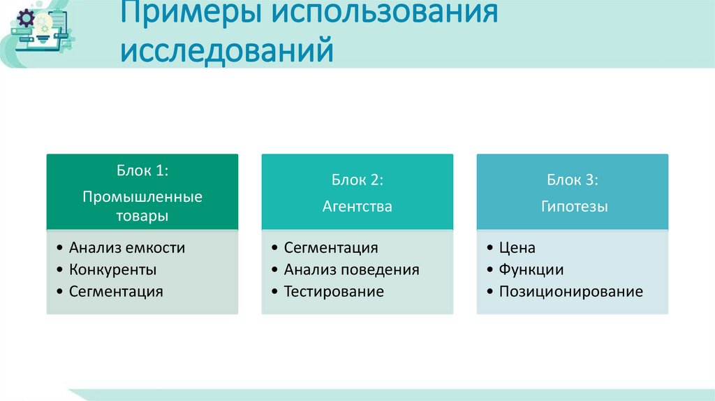 Примеры использования исследований