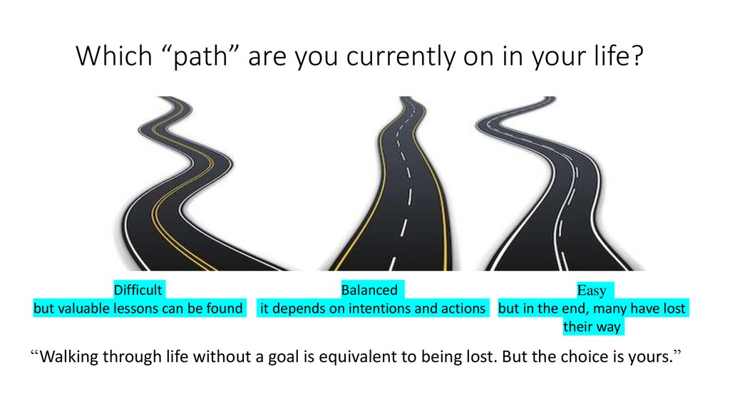 Which “path” are you currently on in your life?