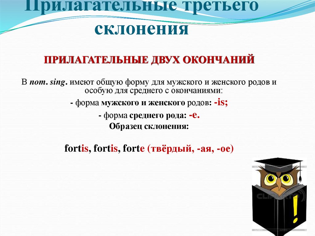 Прилагательные третьего склонения