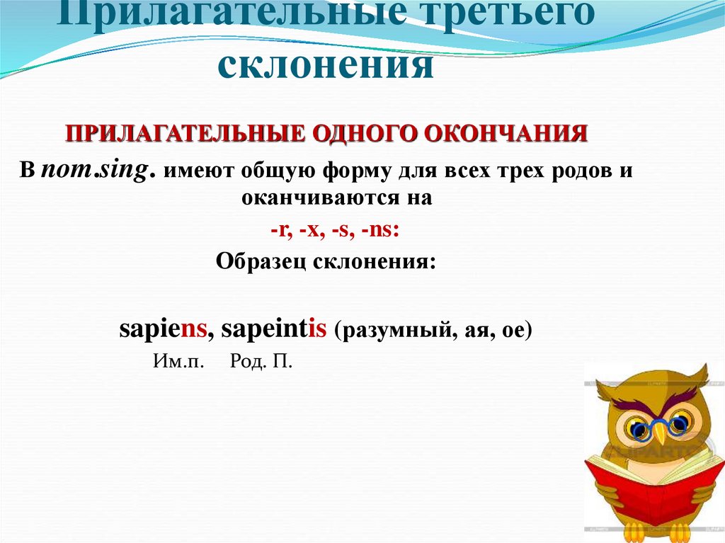 Прилагательные третьего склонения