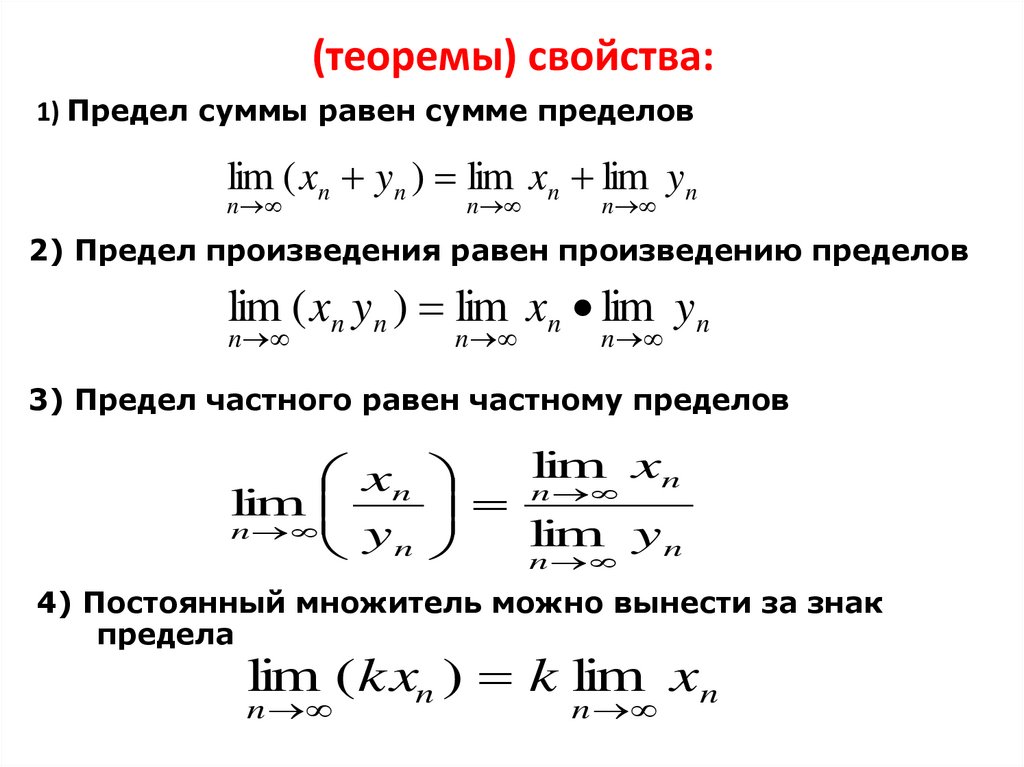 (теоремы) свойства: