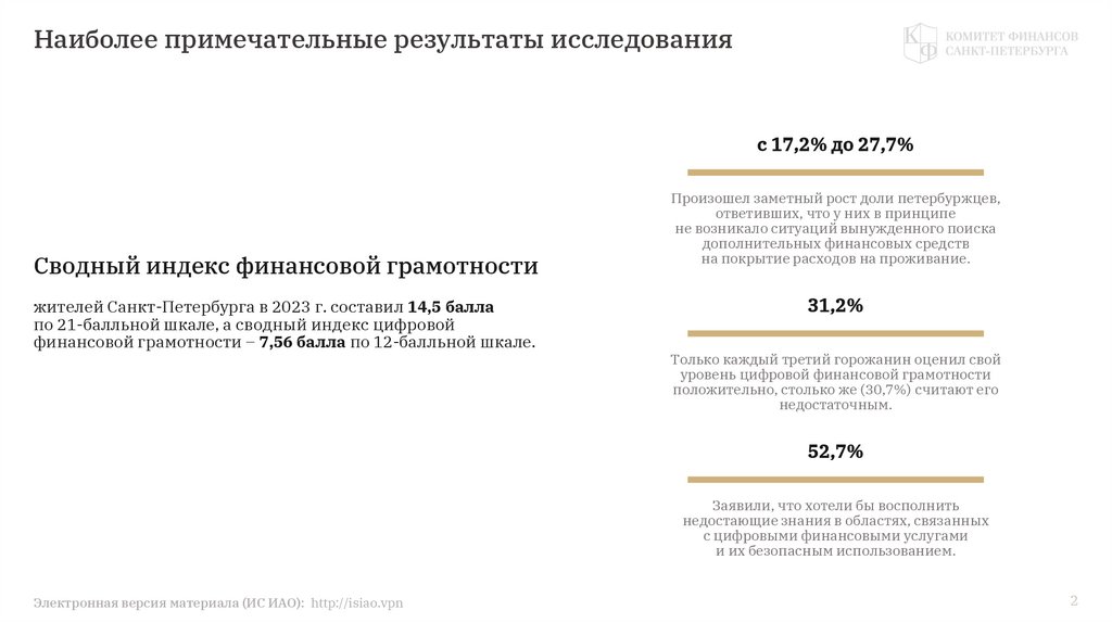 Наиболее примечательные результаты исследования