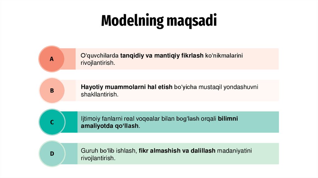 Modelning maqsadi