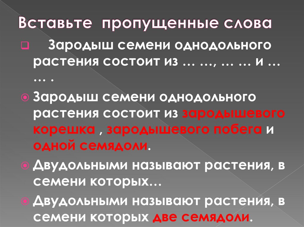 Вставьте пропущенные слова