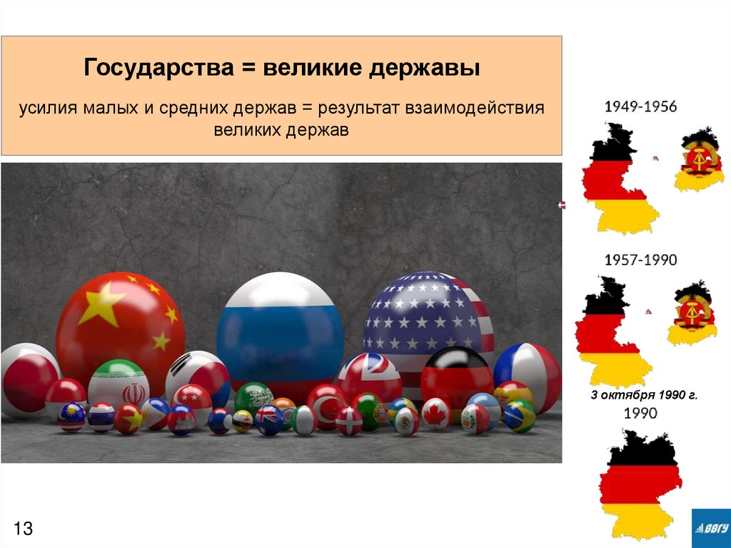 Государства = великие державы усилия малых и средних держав = результат взаимодействия великих держав