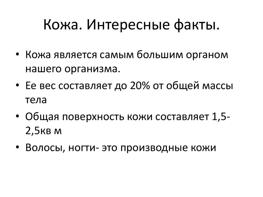 Кожа. Интересные факты.