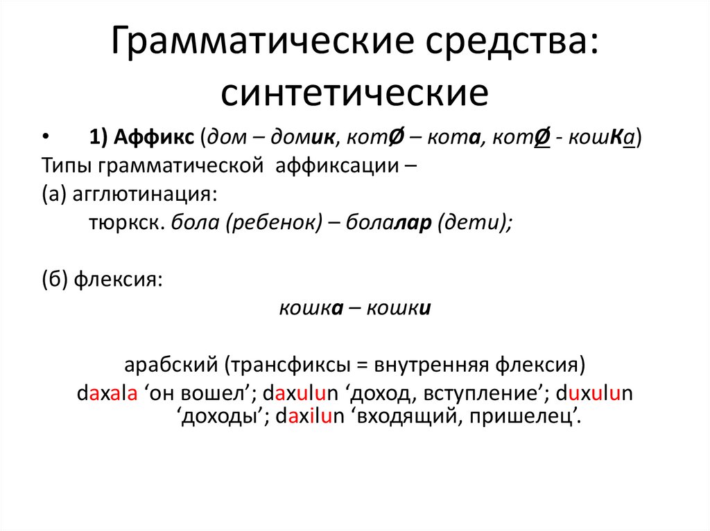 Грамматические средства: синтетические