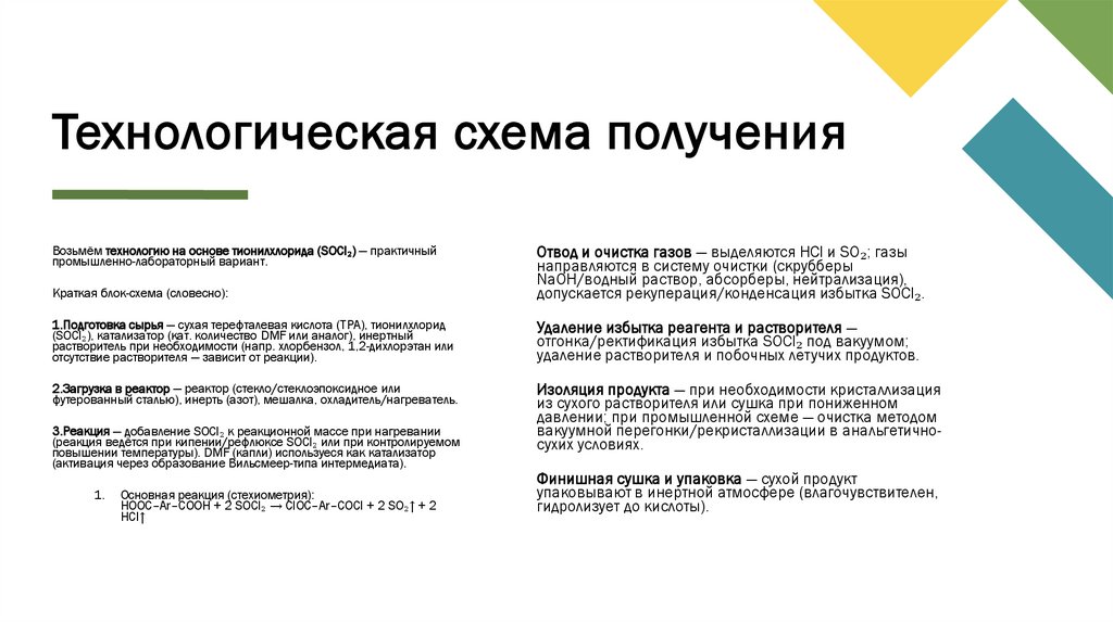 Технологическая схема получения