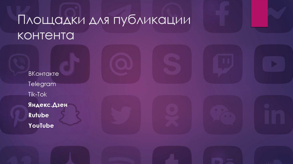 Площадки для публикации контента
