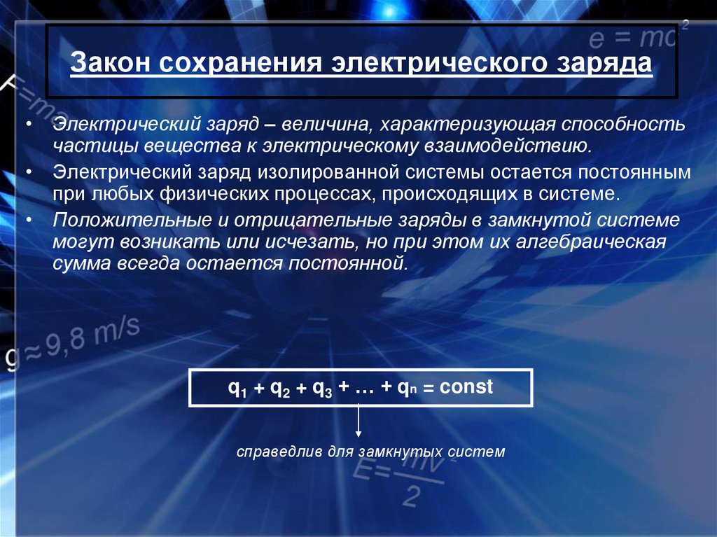 Закон сохранения электрического заряда